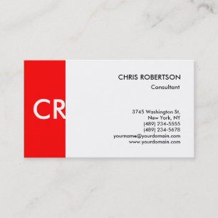 Monogram Black White Red Business Card