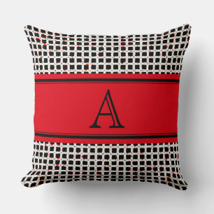 Monogram Black White Red Elegant Pattern Cushion