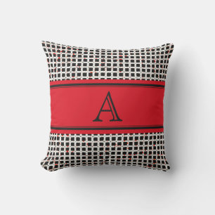 Monogram Black White Red Elegant Pattern Cushion