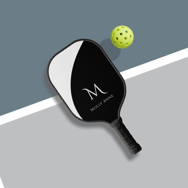 Monogram Black & White Reverse Colour Block Pickleball Paddle (Creator Uploaded)