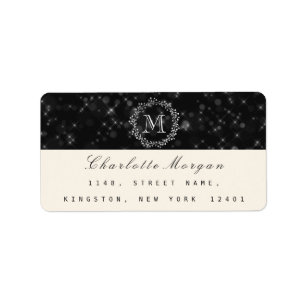 Monogram Black White RSVP Creamy Ivory Label