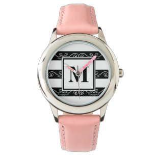 Monogram Black White striped design Watch