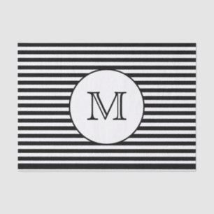 Monogram Black & White Stripes Tissue Paper