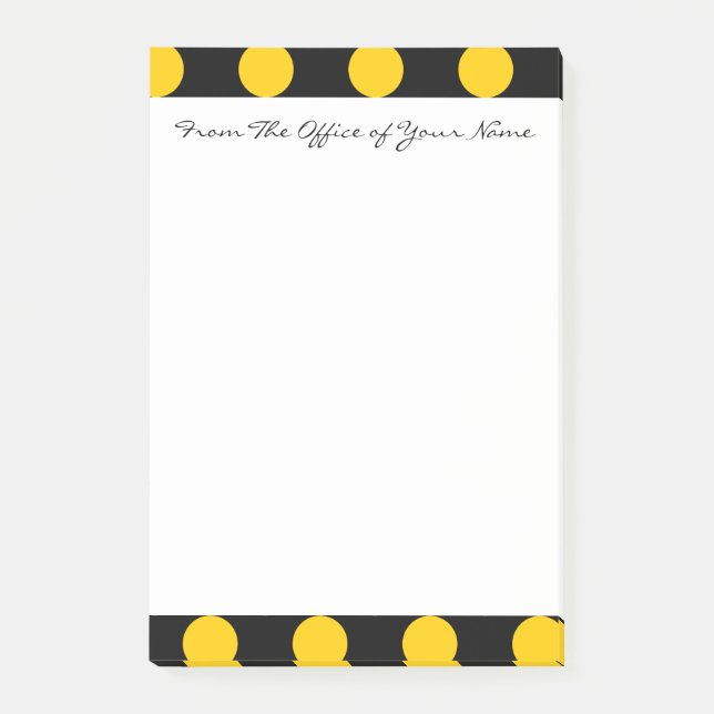 Monogram Black Yellow Chic Polka Dot Pattern Post-it Notes (Front)