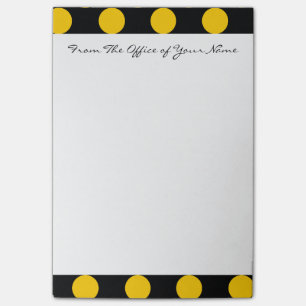 Monogram Black Yellow Chic Polka Dot Pattern Post-it Notes