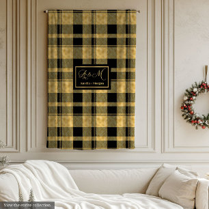 Monogram Blanket Elegant Black Gold Birthday Gift