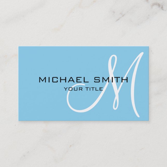 Monogram Blizzard blue colour background Business Card (Front)