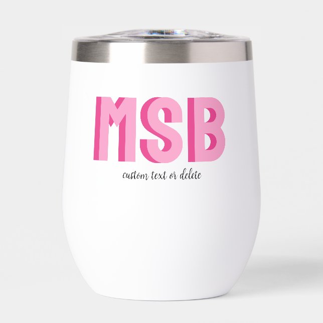 Monogram Block Shadow Initials Pink Custom Text (Front)