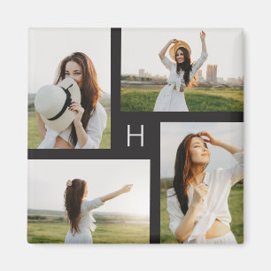 Monogram Blocks Editable Colour Photo Magnet