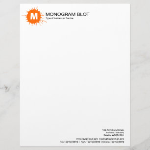 Monogram Blot - Orange Letterhead Template