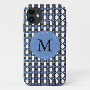 Monogram Blue Abstract Scarab Pattern iPhone 11 Case