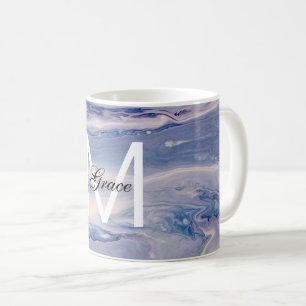 Monogram Blue And White Coffee Mug