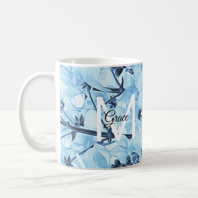 Monogram Blue And White  Coffee Mug (Left)