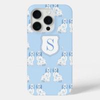 Monogram Blue And White Pottery Dogs Elegant Lady