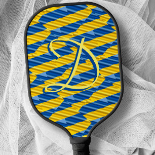 Monogram Blue and Yellow Stripes Ukraine Inspired Pickleball Paddle