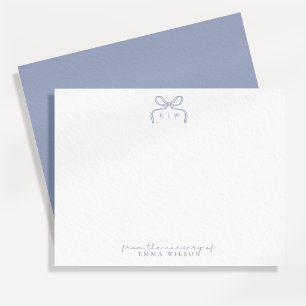 Monogram Blue Bow Nursery Note Card