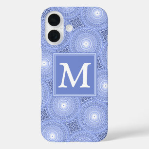 Monogram blue circles pattern Case-Mate iPhone cas 16 Case