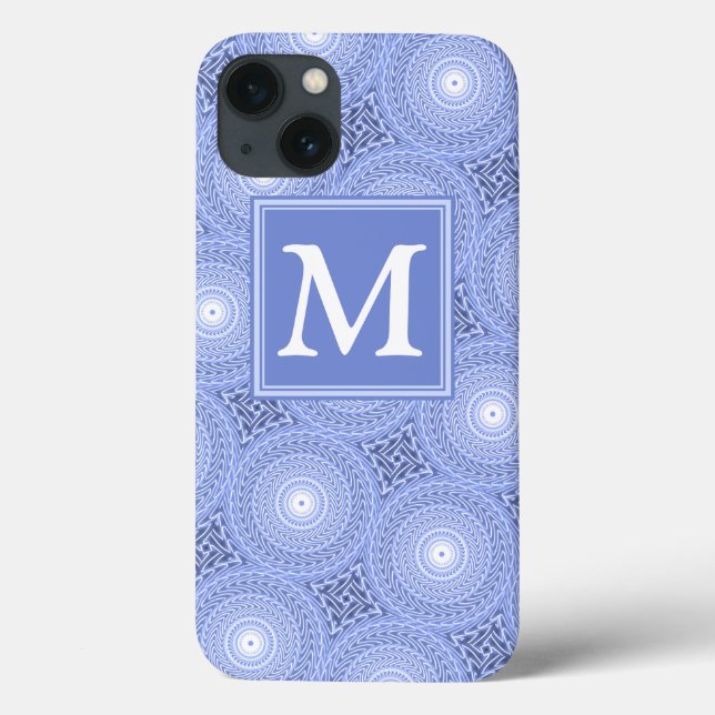 Monogram blue circles pattern Case-Mate iPhone cas Case (Back)