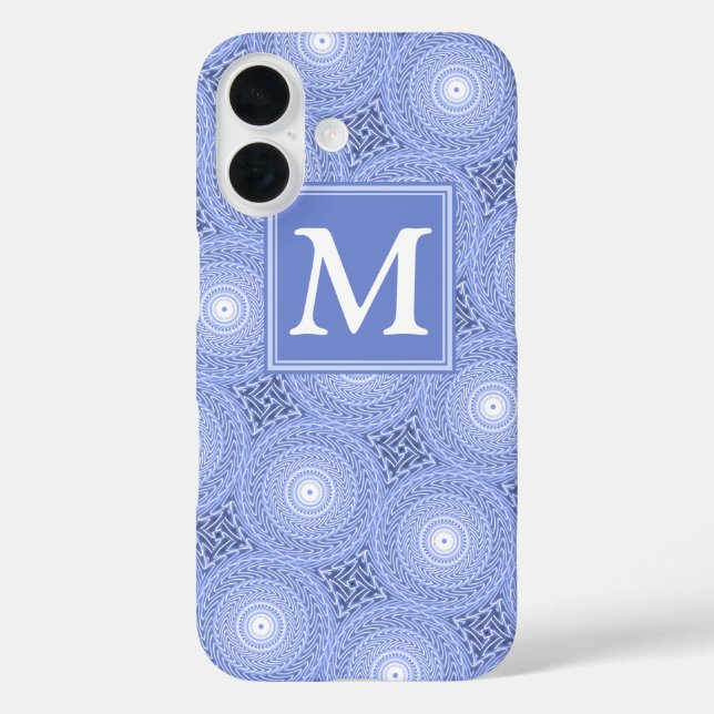 Monogram blue circles pattern Case-Mate iPhone case (Back)