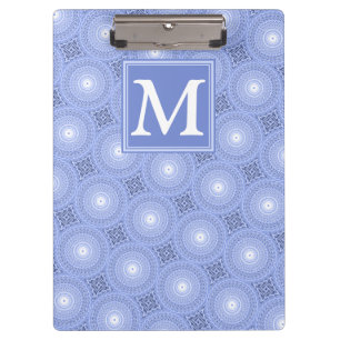 Monogram blue circles pattern clipboard