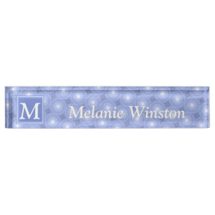 Monogram blue circles pattern nameplate