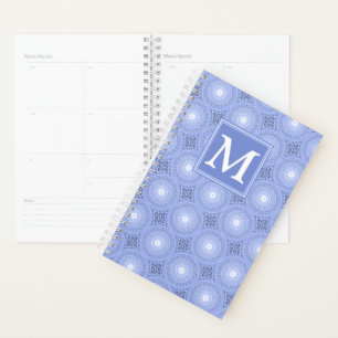 Monogram blue circles pattern planner
