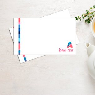 Monogram blue coral letter A notes