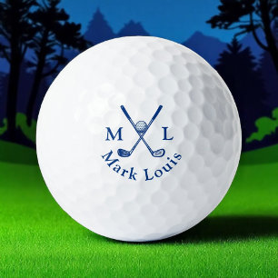 Monogram . blue crossed clubs golf balls