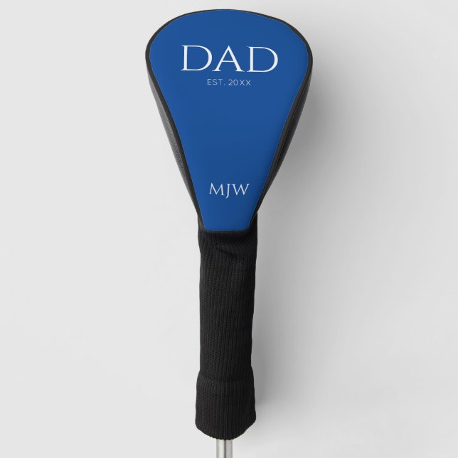 Monogram Blue Dad Typography Golf Head Cover (Front)
