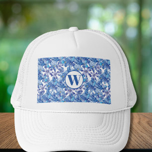 Monogram Blue Floral Trucker Hat