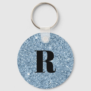 Monogram Blue Glitter Key Ring