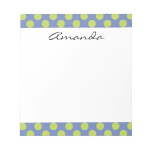 Monogram Blue Green Cute Chic Polka Dot Pattern Notepad
