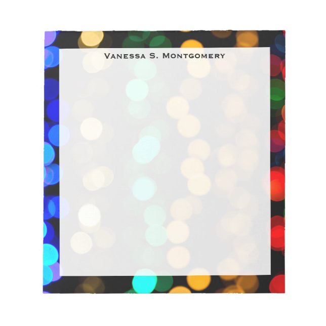 Monogram Blue, Green, Red, Gold Abstract Geometric Notepad (Front)