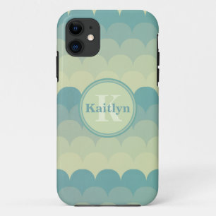 Monogram Blue Green Wave Pattern iPhone 11 Case