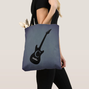 Monogram Blue Grey Electric Guitar Tote Bag
