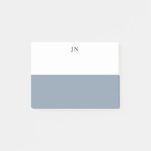 Monogram Blue Grey White Colour Block Post-it Notes