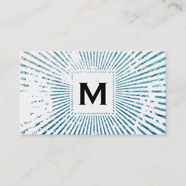 Monogram | Blue Grunge Business Card (Front)