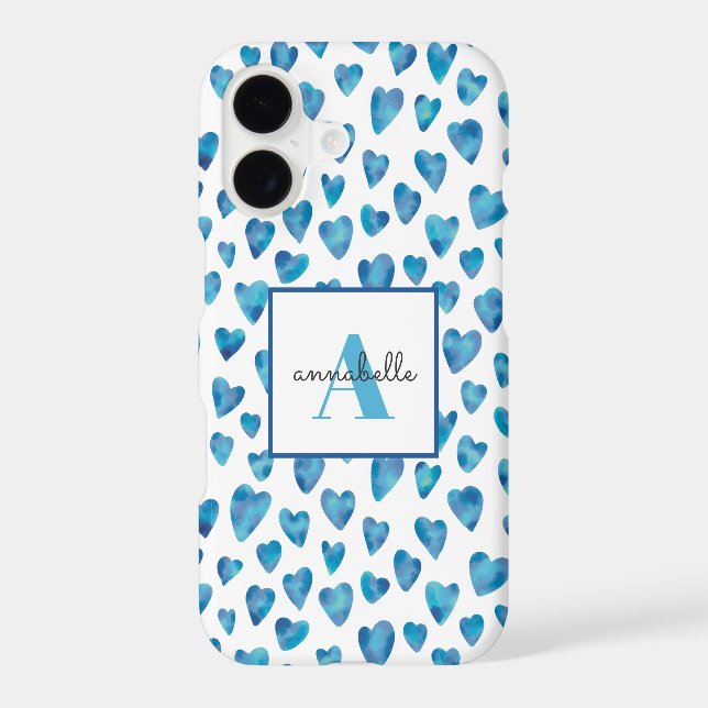 Monogram Blue Heart Watercolor (Back)