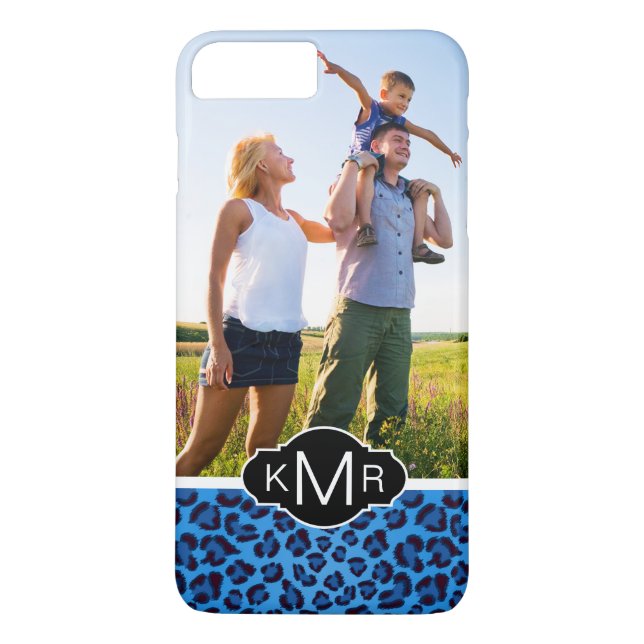 Monogram | Blue Leopard Texture Case-Mate iPhone Case (Back)