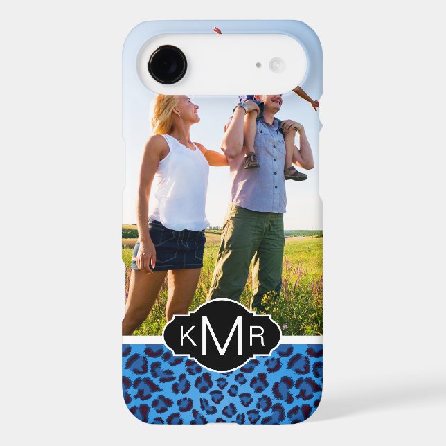 Monogram | Blue Leopard Texture Case-Mate iPhone Case (Back)