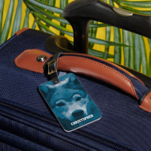 Monogram Blue Lone Wolf Luggage Tag