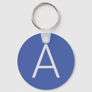 Monogram Blue Modern Add Your Name Initial Key Ring