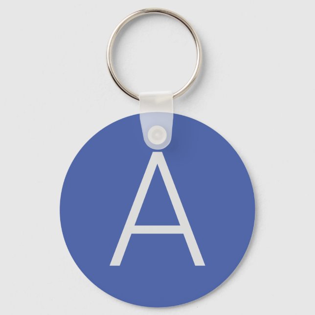 Monogram Blue Modern Add Your Name Initial Key Ring (Front)