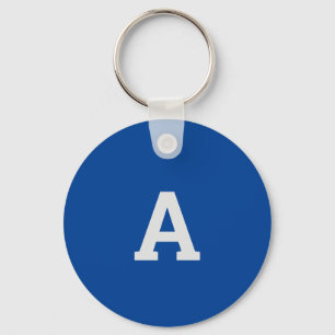 Monogram Blue Modern Add Your Name Initial Key Ring