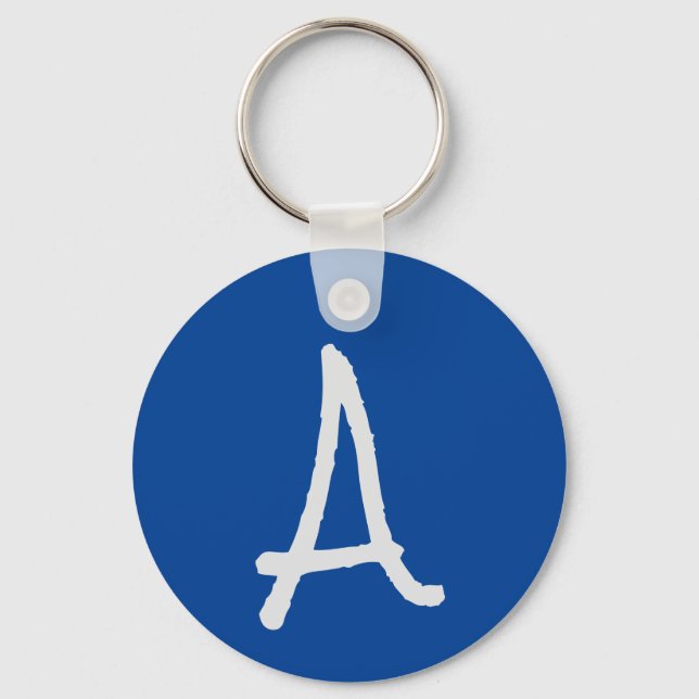 Monogram Blue Modern Add Your Name Initial Key Ring (Front)
