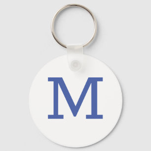 Monogram Blue Modern Add Your Name Initial Key Ring