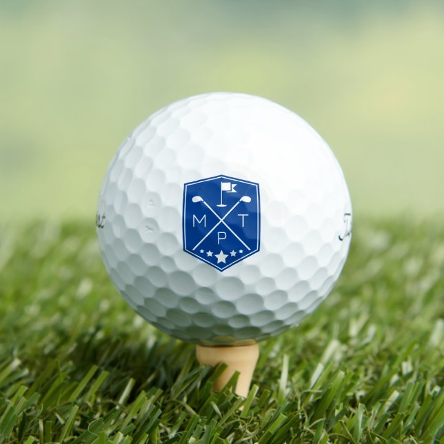 Monogram Blue Name Personalised Golf Balls (Insitu Tee)
