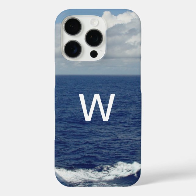 Monogram Blue Ocean Fluffy Clouds Case-Mate iPhone Case (Back)