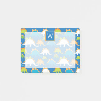Monogram | Blue Orange Green Dinosaurs Post-it Notes