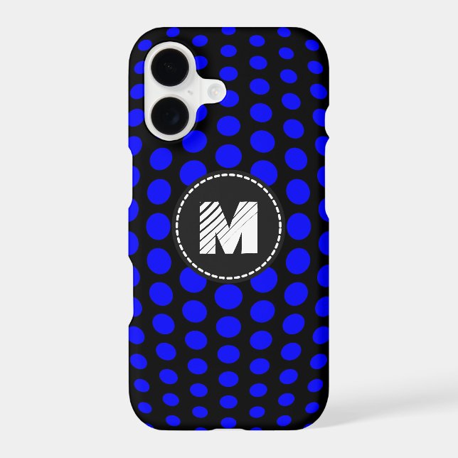 Monogram Blue Polka Dots Pattern (Back)